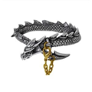 ALCHEMY OF ENGLAND Silver Pewter Dragon Cuff Dragon’s Lure Bangle Bracelet NEW